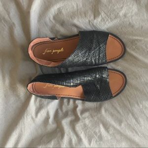 Free People Faux Snake-Skin Flats